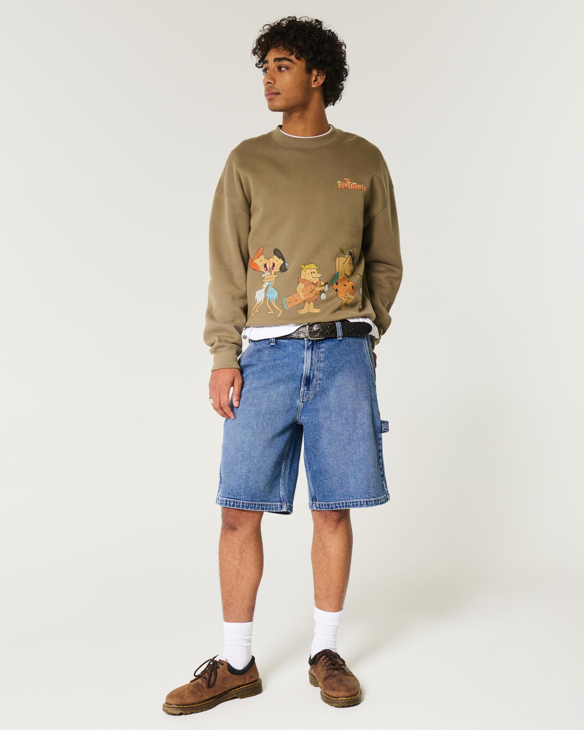 Washed Black Baggy Denim Shorts Product Image