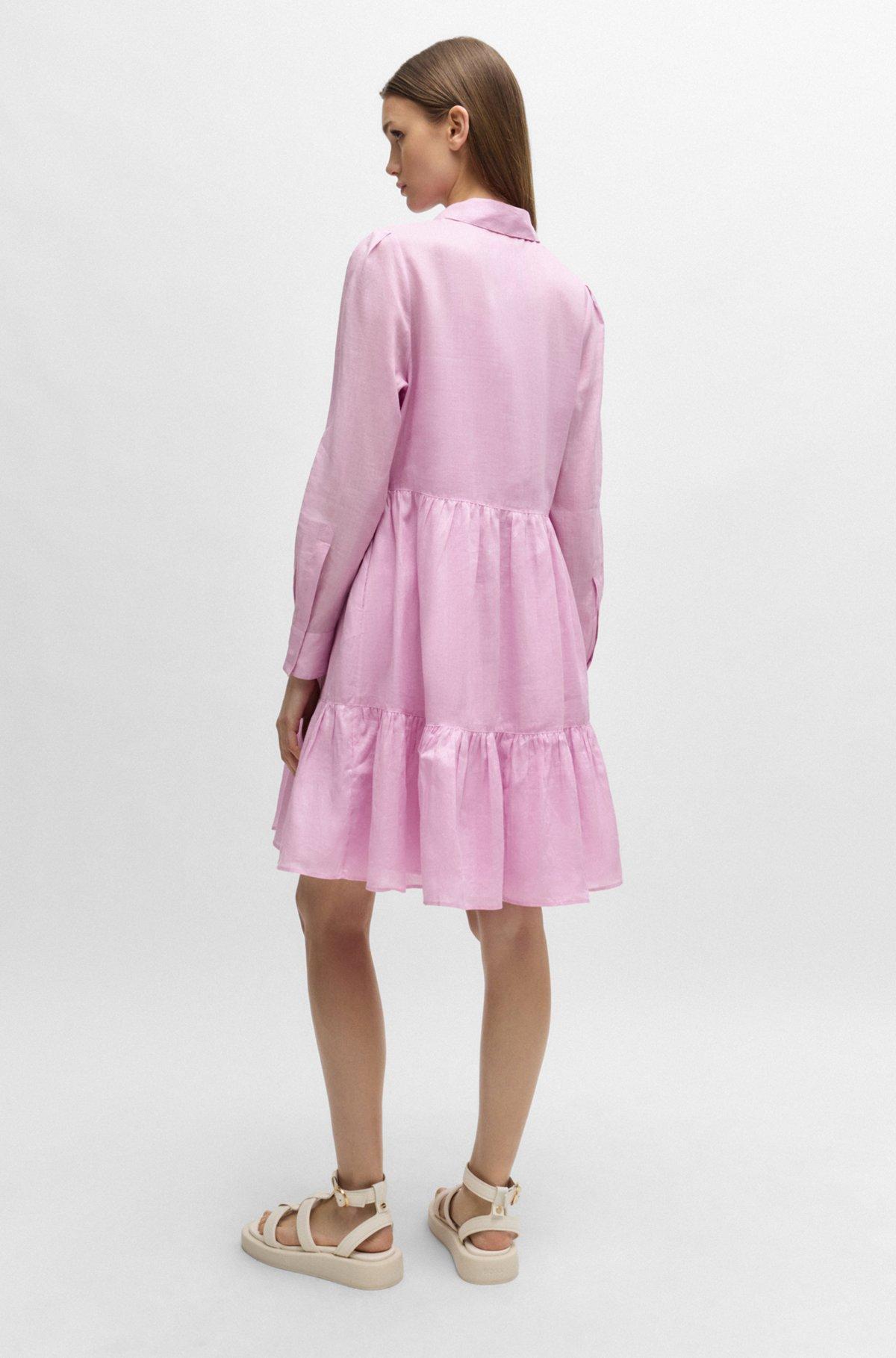 Tiered shirt dress in ramie with cotton inner dress Product Image