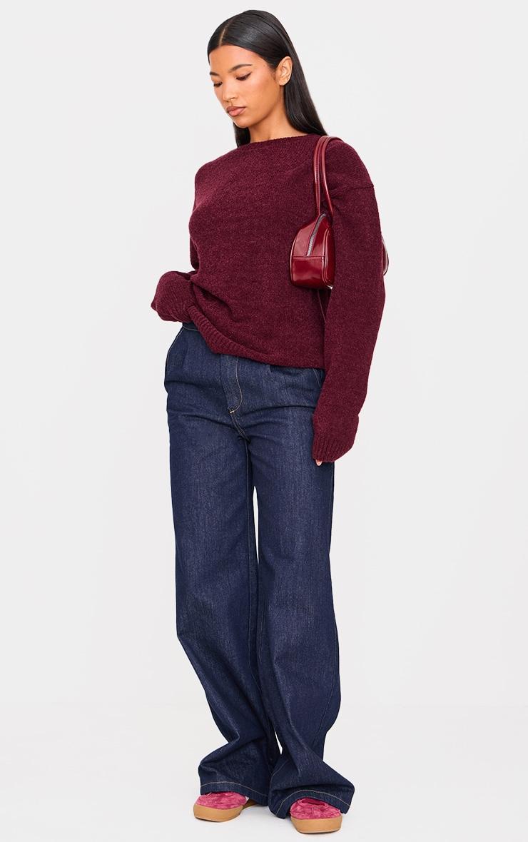Burgundy Boucle Knit Oversized Sweater Product Image