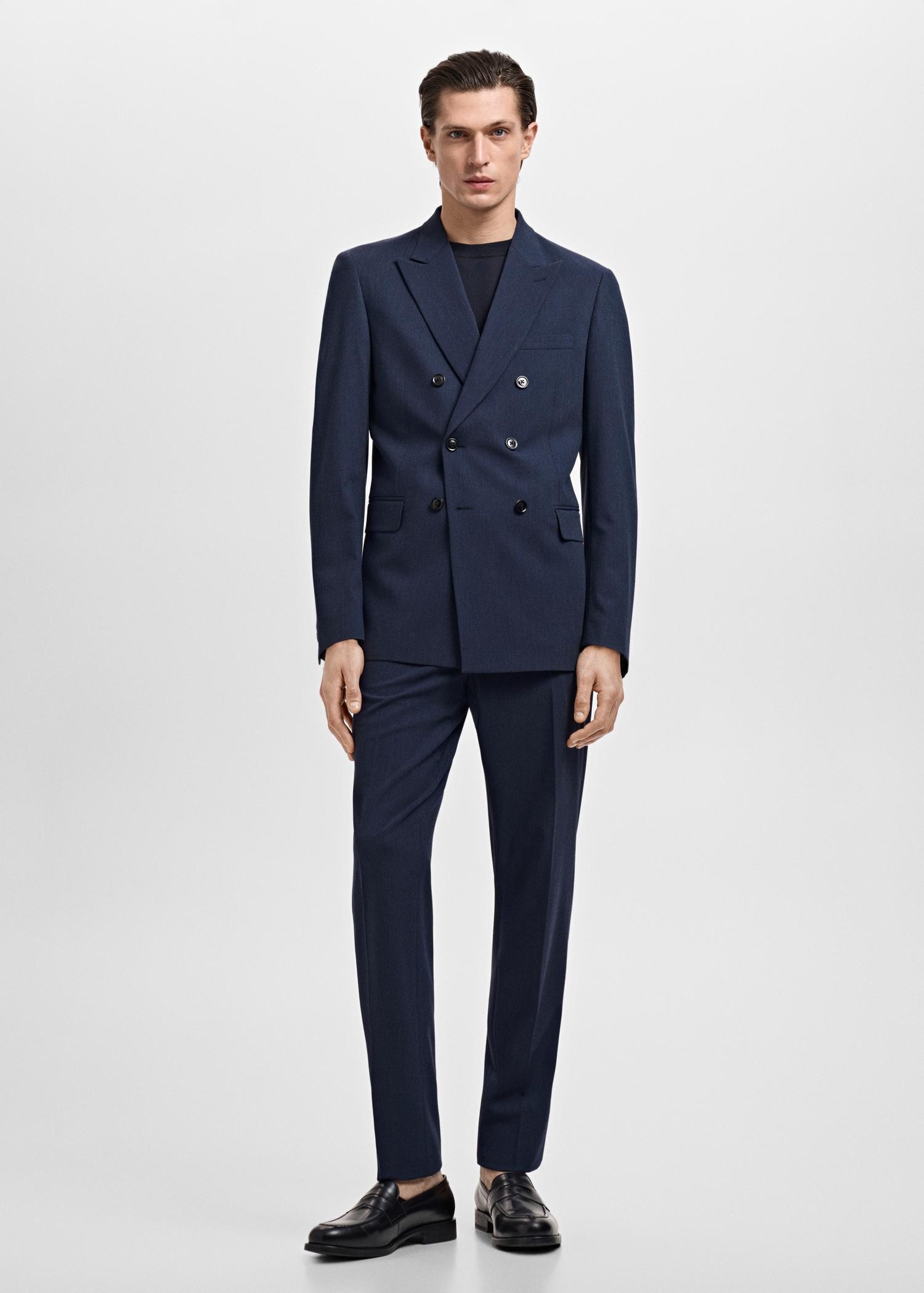 Monaco double-breasted slim-fit suit blazer - Men | MANGO USA Product Image