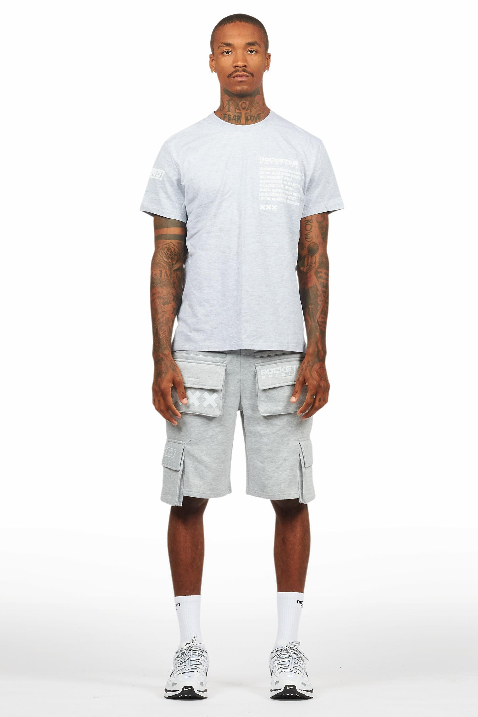 Jash Heather Grey/White Short Set Male Product Image