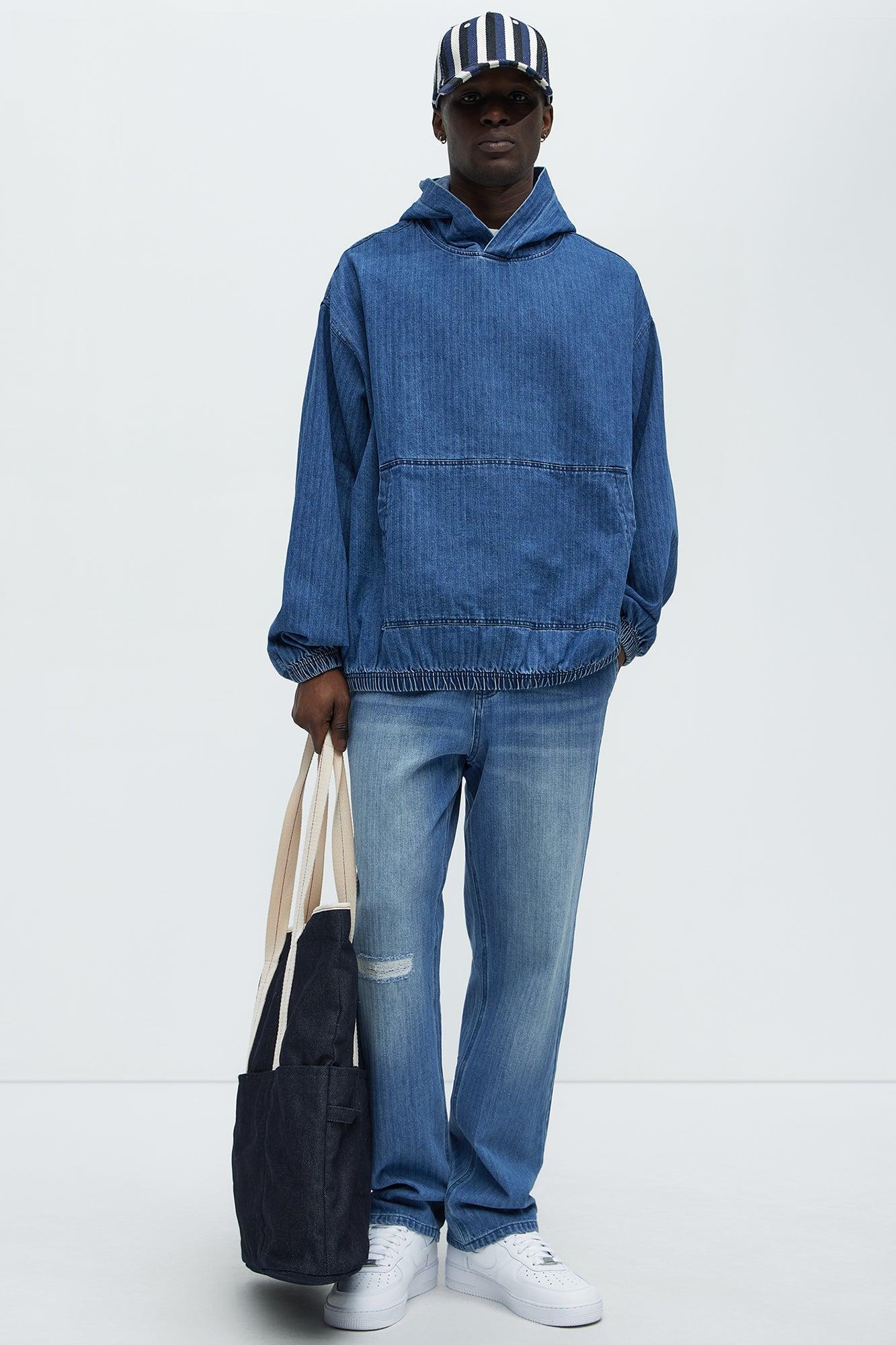 Flynn Denim Pullover Jacket - Medium Blue Wash Product Image