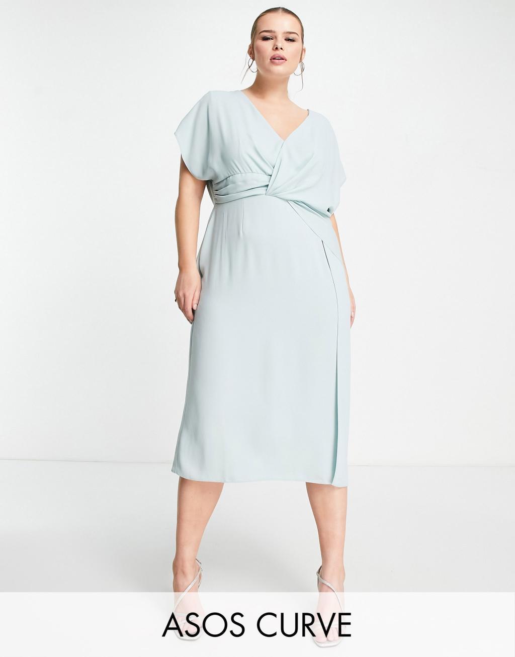 ASOS DESIGN Curve twist and drape front midi dress Product Image
