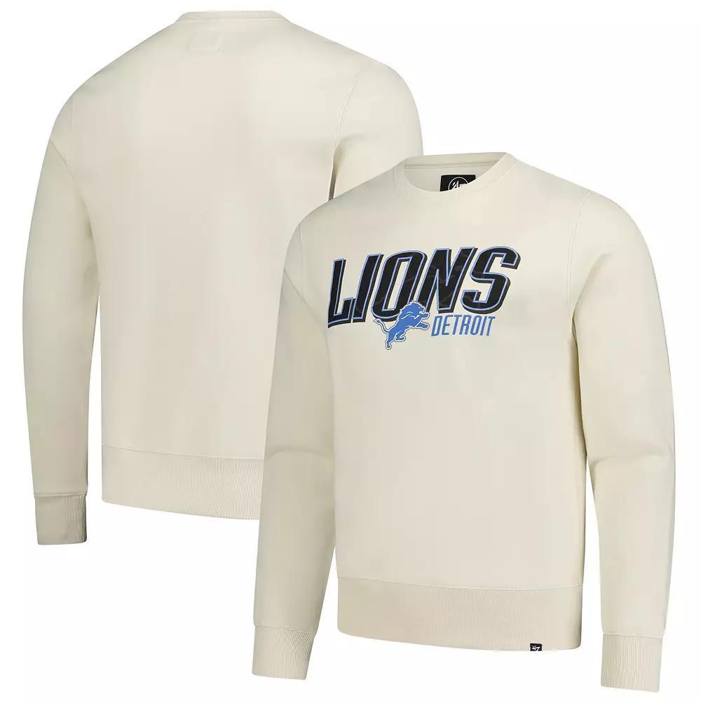 Men's '47  Cream Detroit Lions Locked In Headline Pullover Sweatshirt, Size: Medium, Beige Product Image