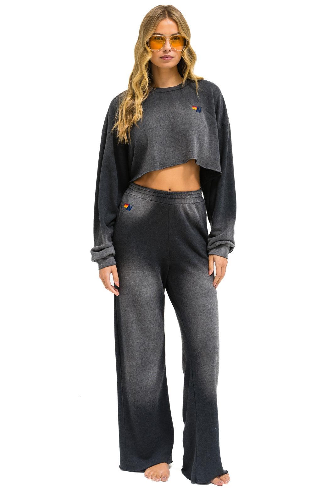 ESSENTIAL WIDE LEG POCKET SWEATPANTS - FADED SMOKE Female Product Image