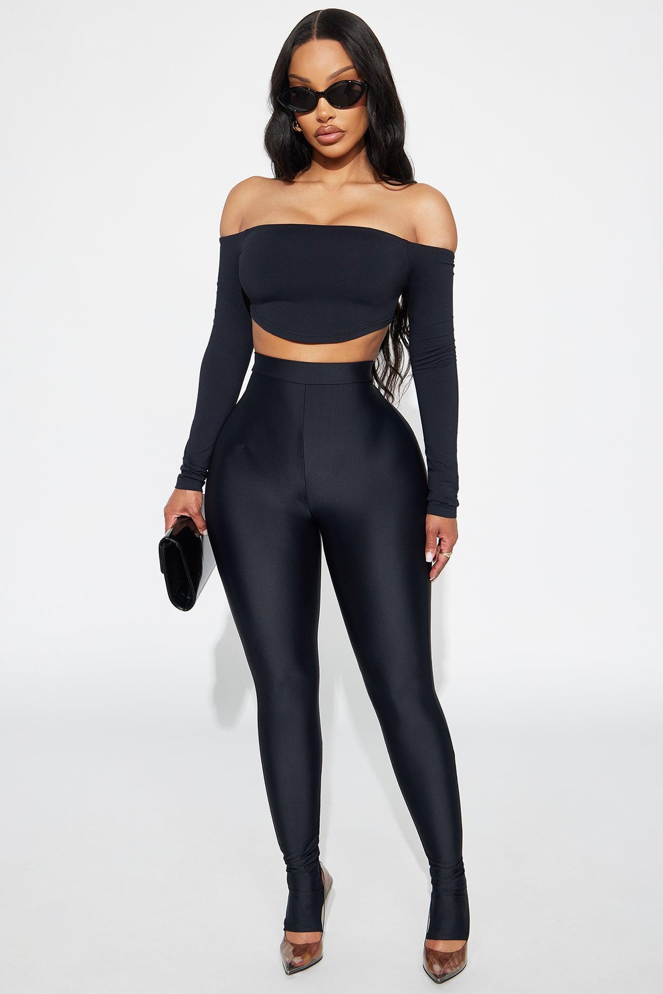 Second Skin Off Shoulder Cropped Top - Black Product Image