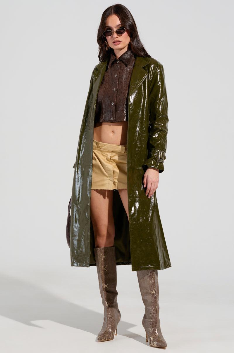 ON THE FLY FAUX LEATHER TRENCH Product Image
