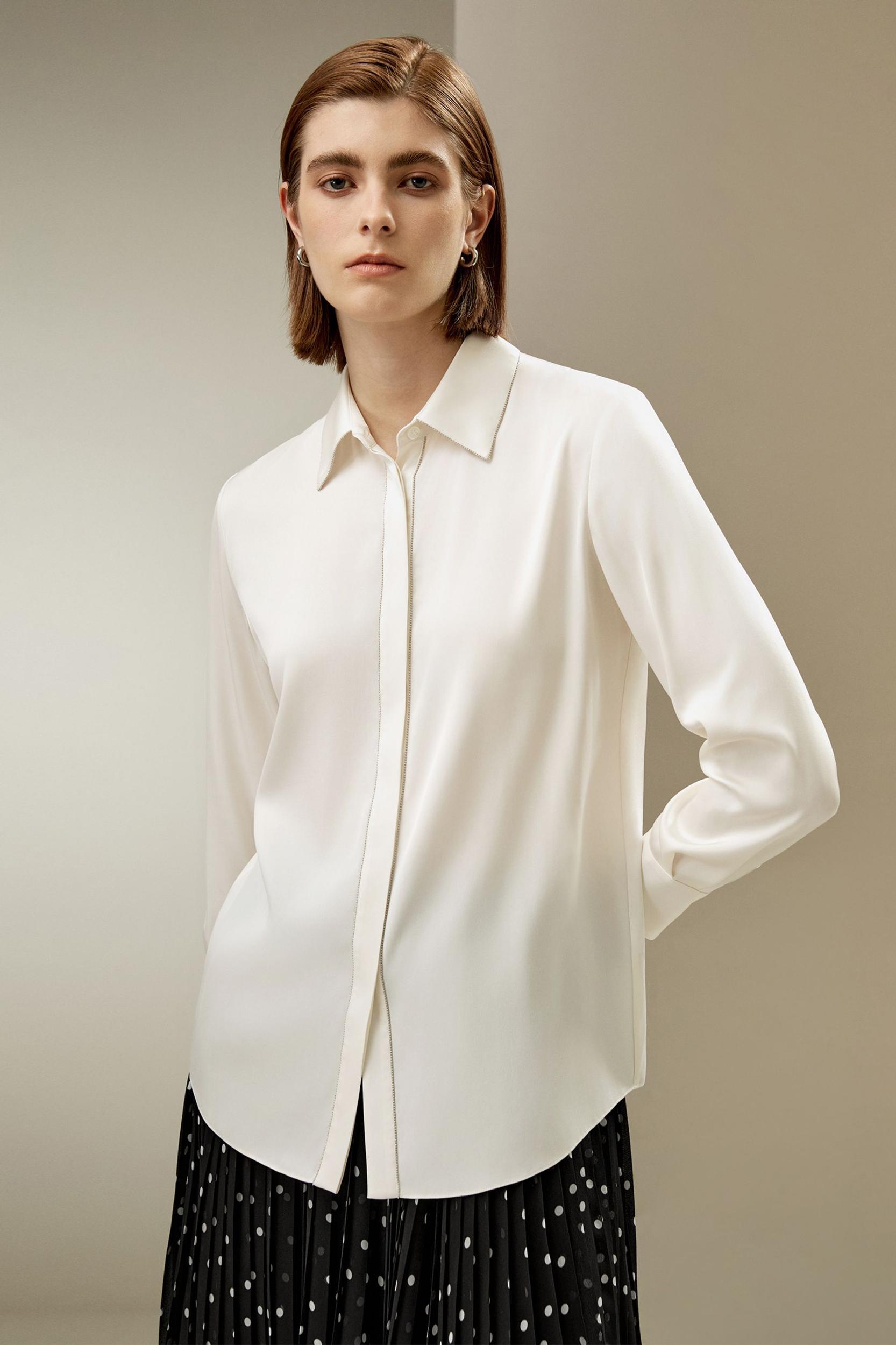 Beaded Chain Silk Shirt Product Image