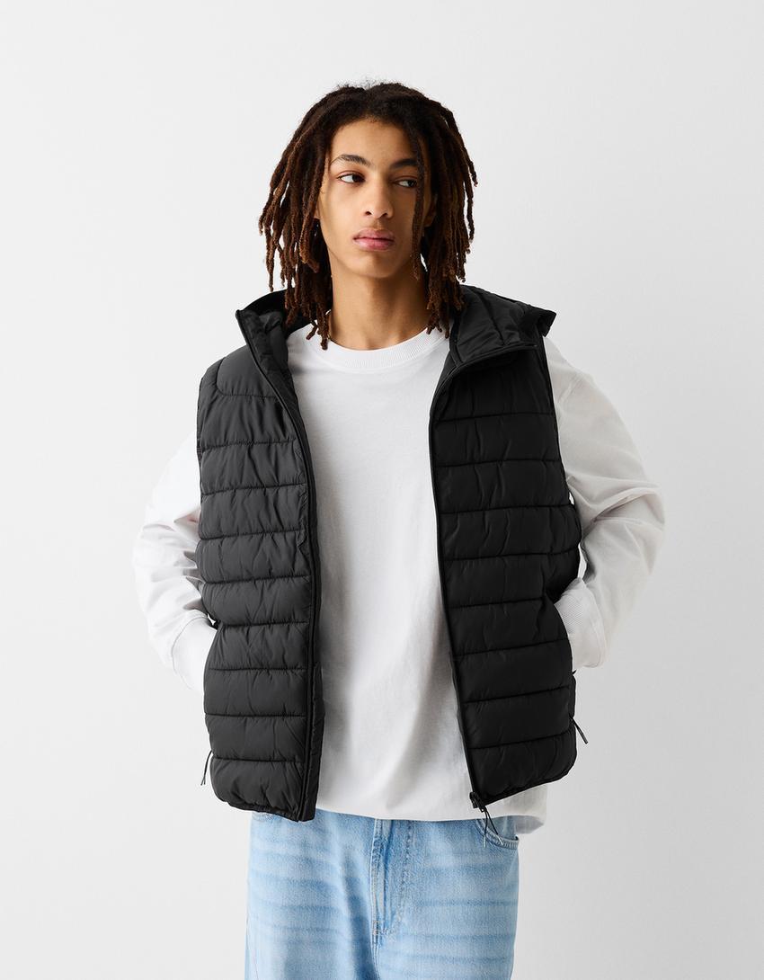 Lightweight puffer vest with hood Product Image
