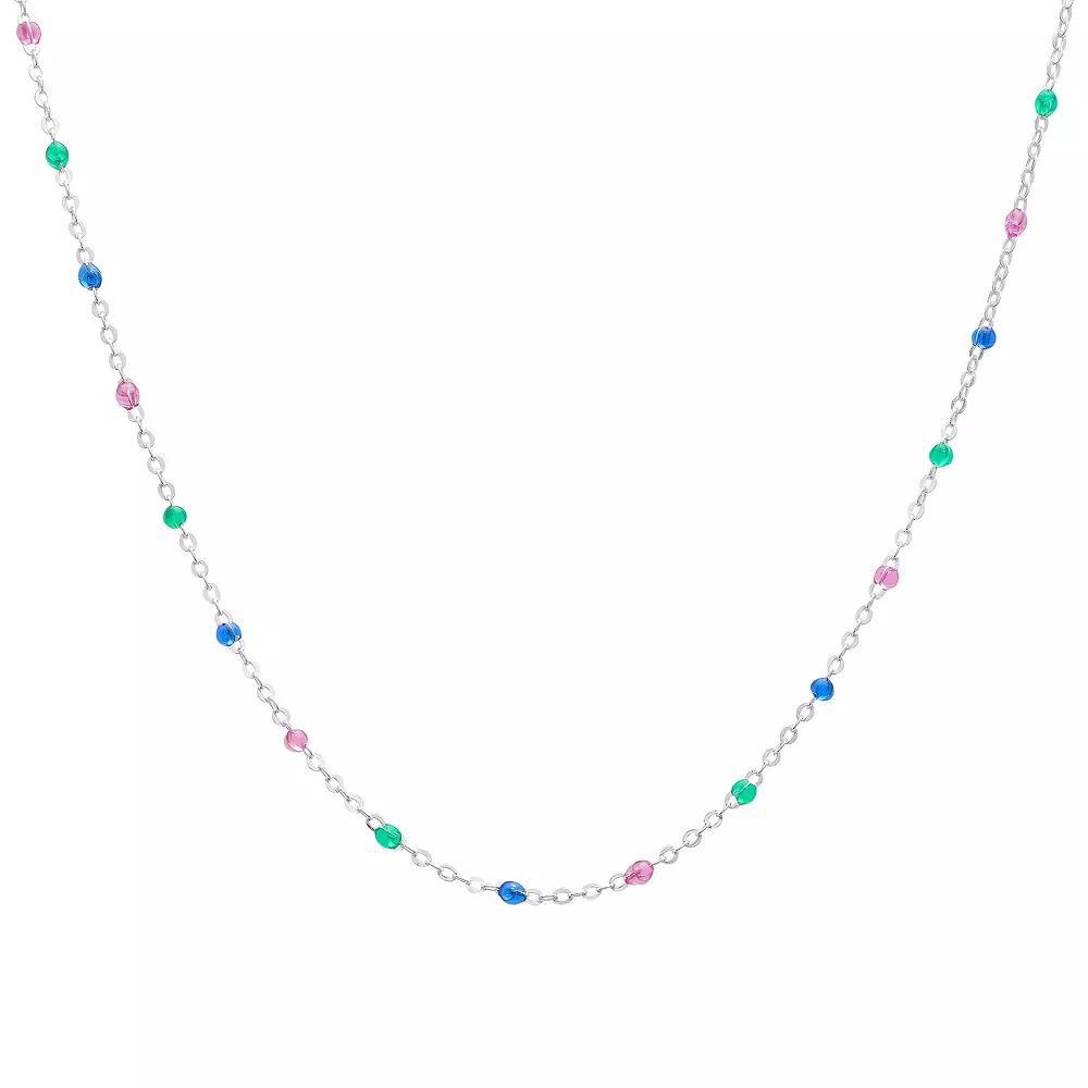 Sterling Silver Multicolor Enamel Beaded Necklace, Women's, Size: 18" Product Image