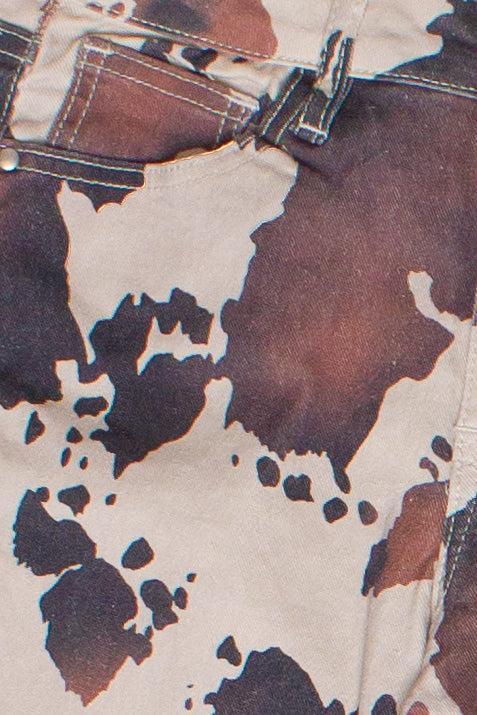 Brown Cow Print Flare Jeans Product Image