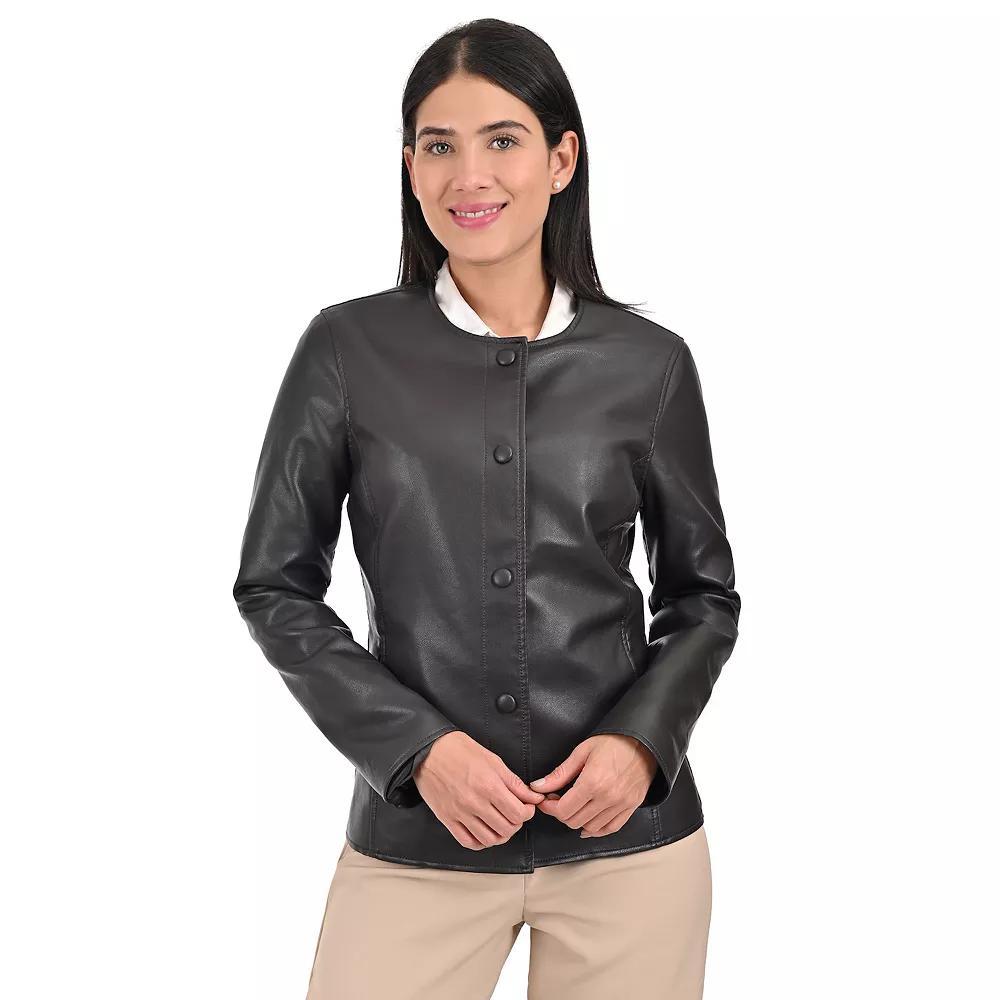 Women's Nine West No Collar Jacket, Size: Medium, Dark Brown Product Image