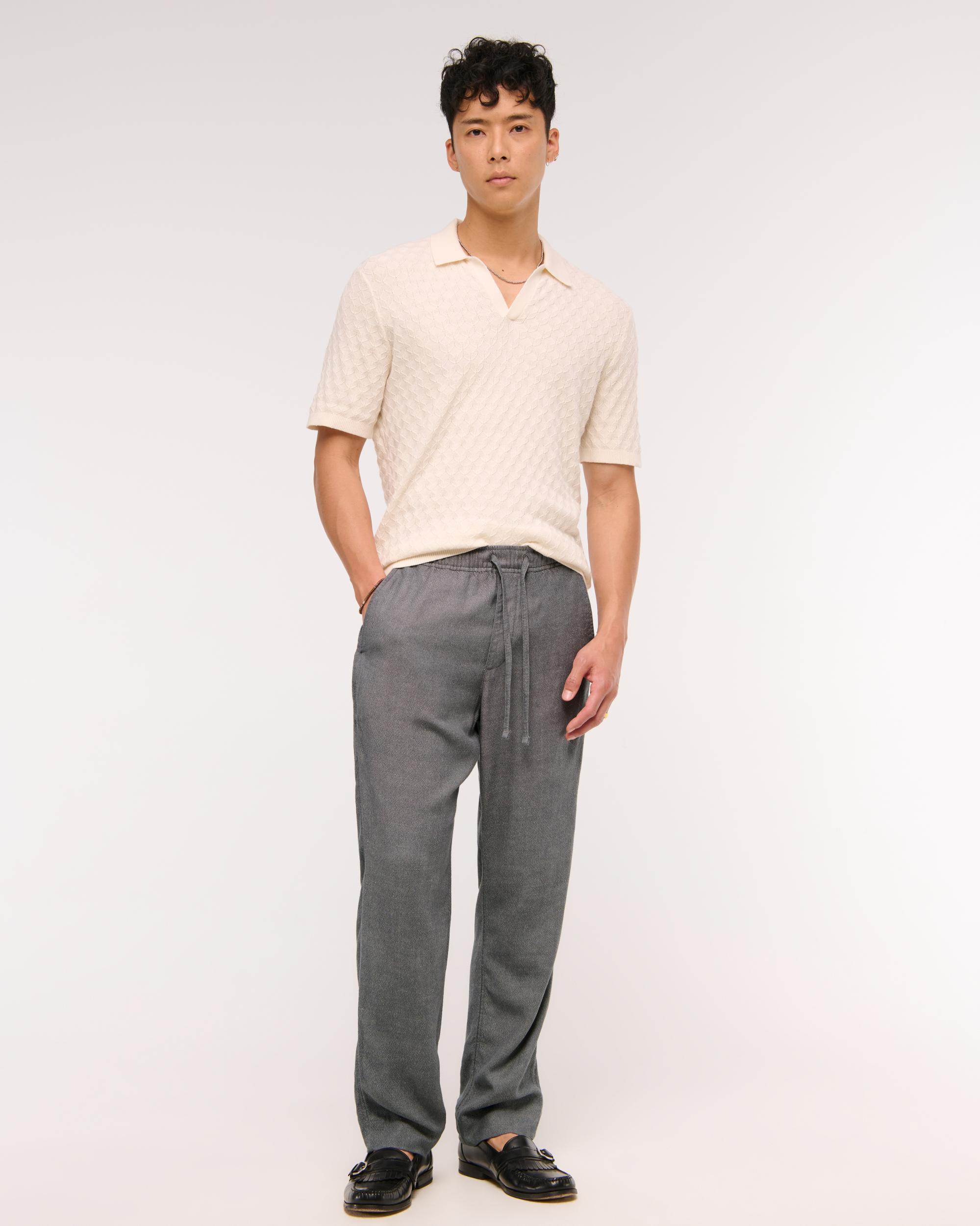 Loose Tailored Linen-Blend Pull-On Pant Product Image