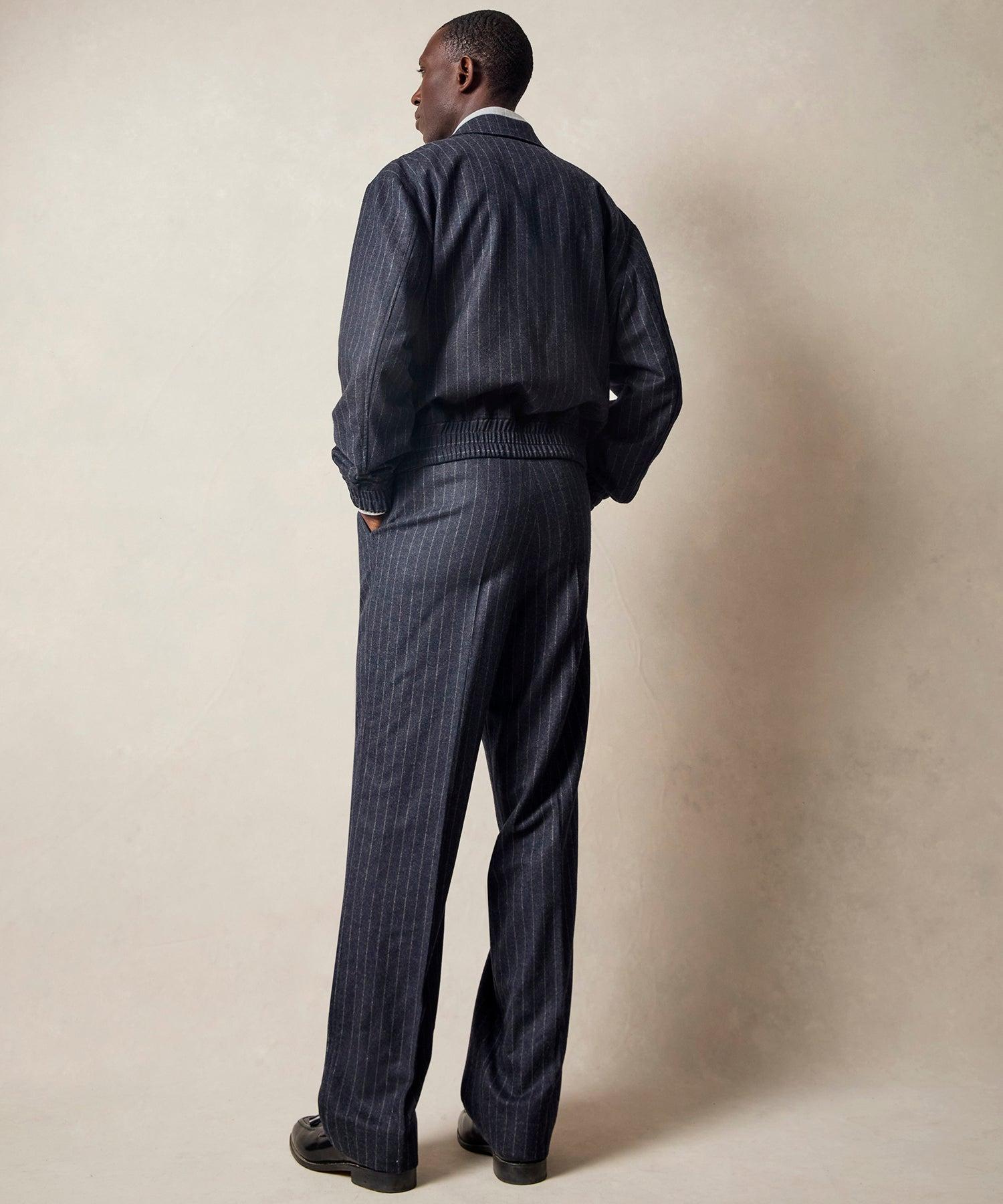 Italian Wool Grant Jacket in Navy Pinstripe Product Image