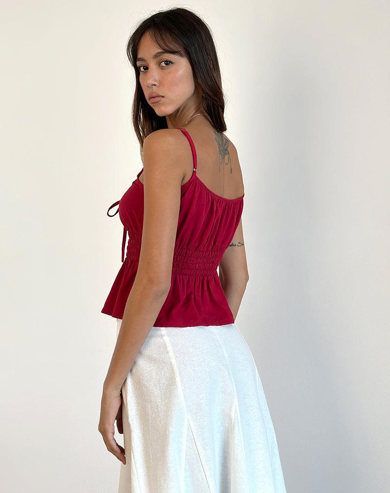 Lyncia Tie Front Cami Top in Adrenaline Red Female Product Image
