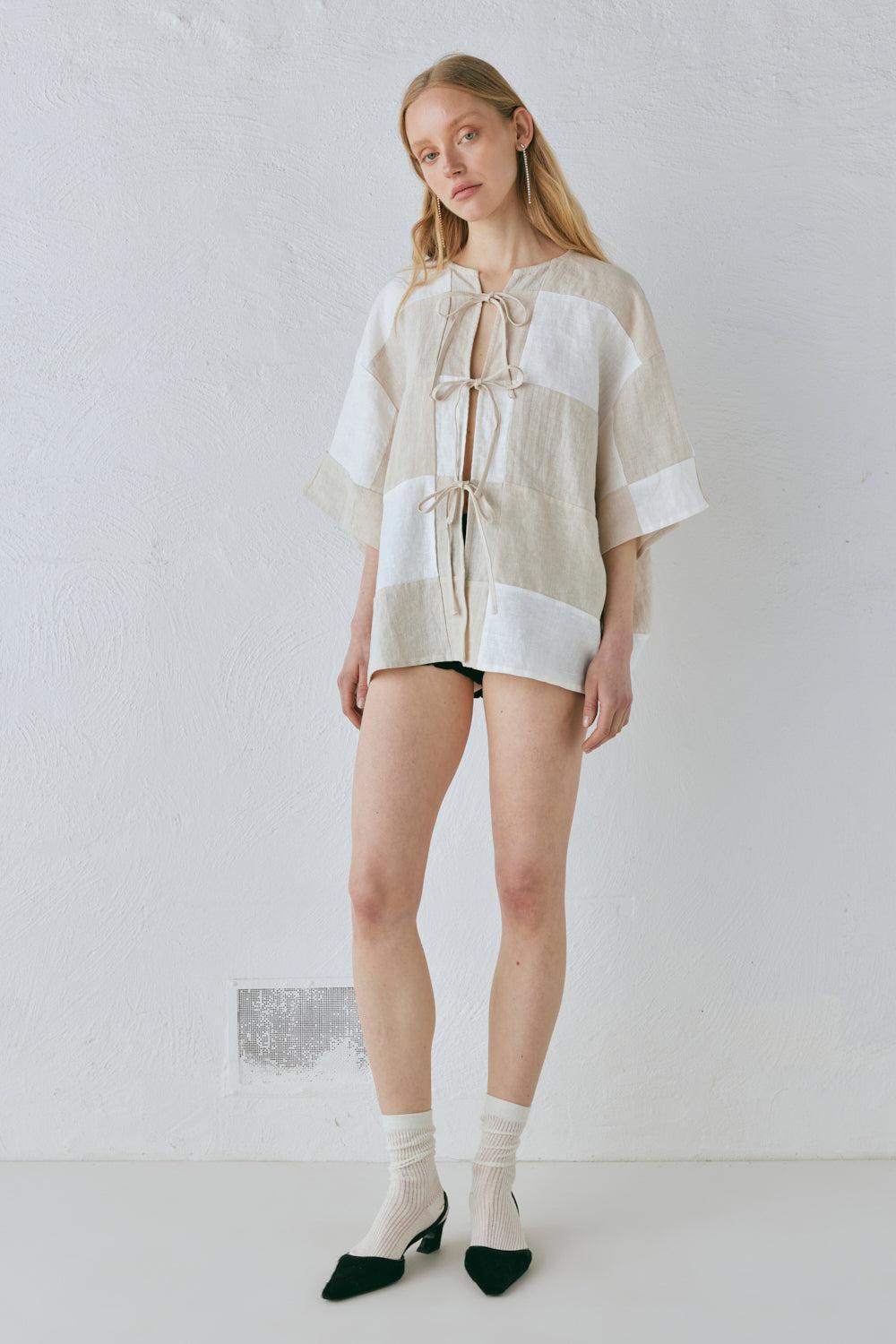 Naomi Linen Smock Top Natural Product Image