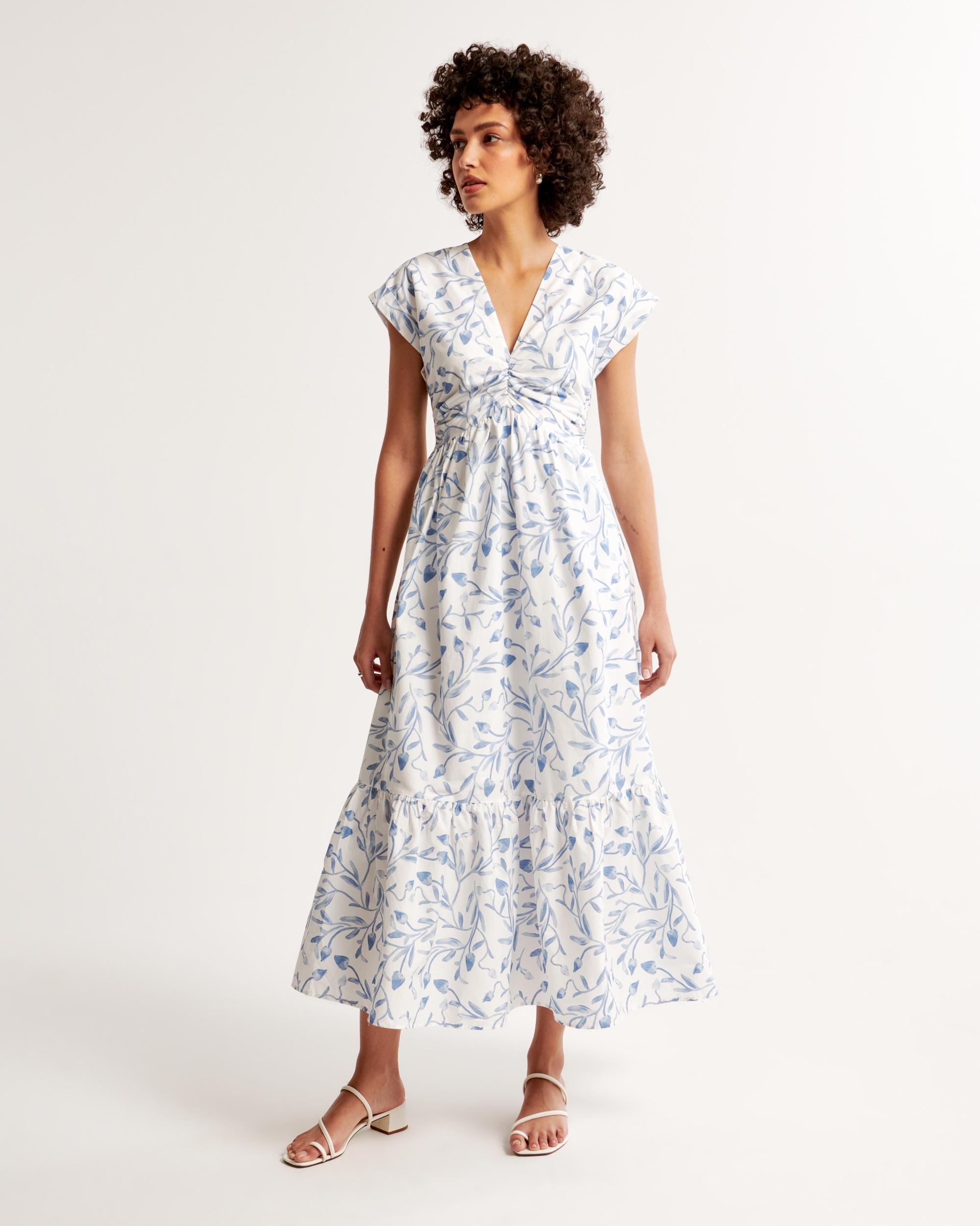 Cinch-Front Poplin Midi Dress Product Image