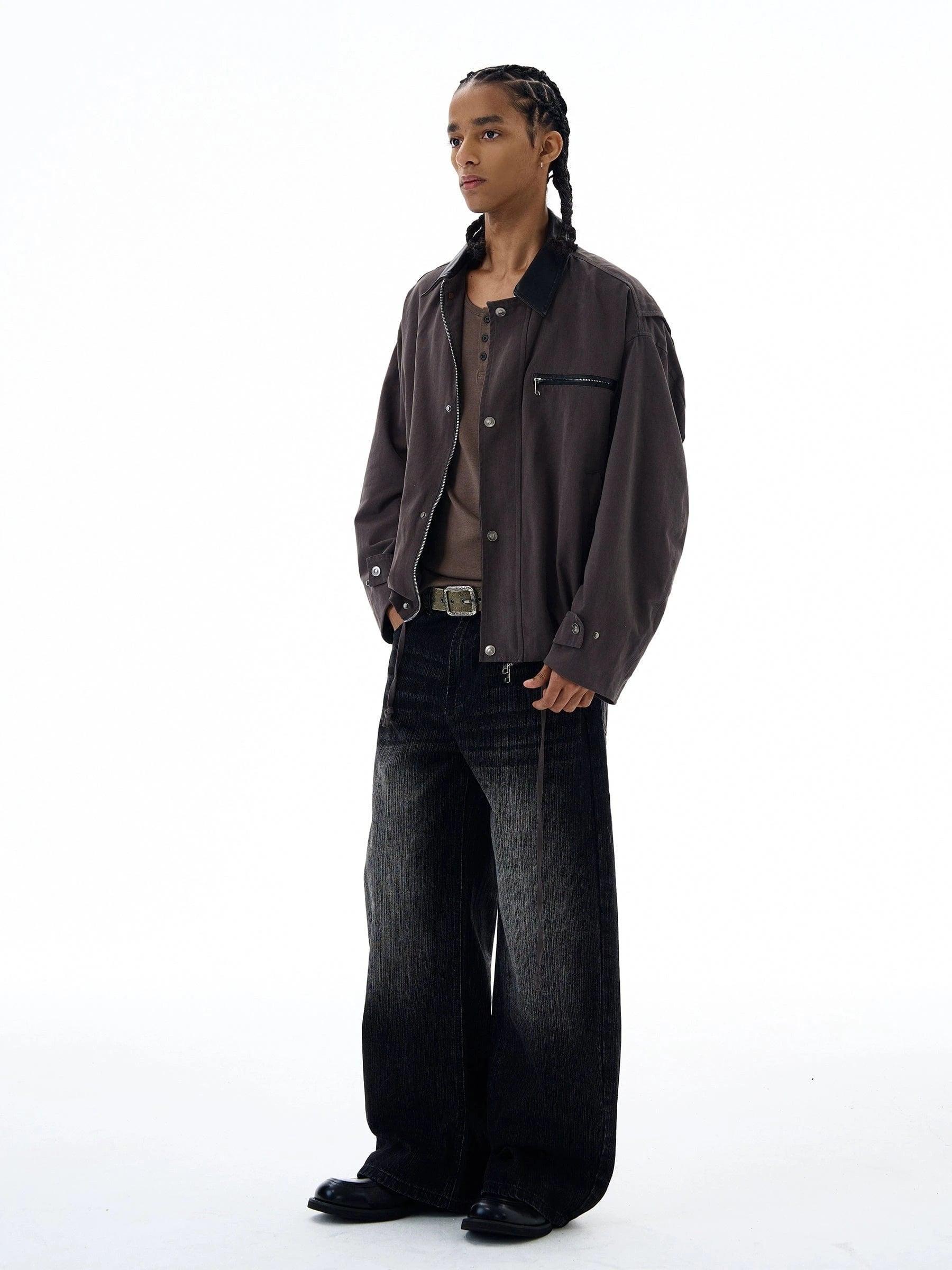 RT No. 19539 WASHED BLACK BAGGY JEANS Product Image