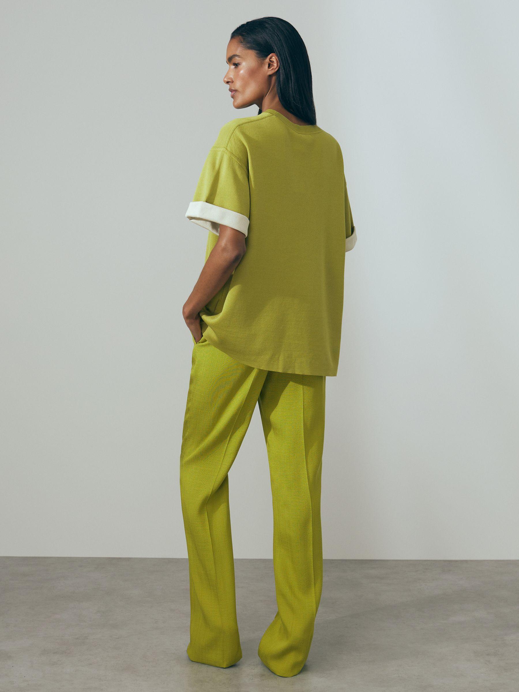Atelier Knitted Silk Blend Top with Cashmere in Green Product Image