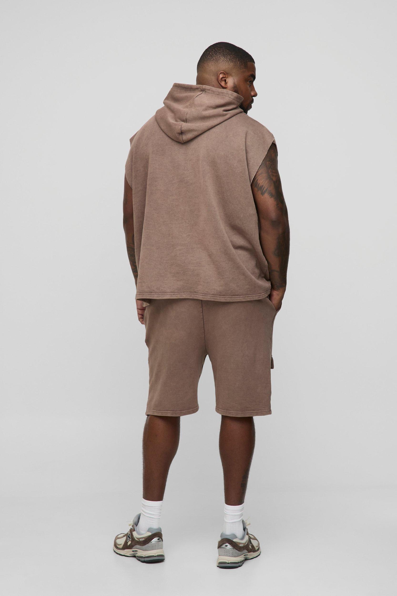 Plus Oversized Boxy Sleeveless Acid Wash Hoodie | boohooMAN USA Product Image