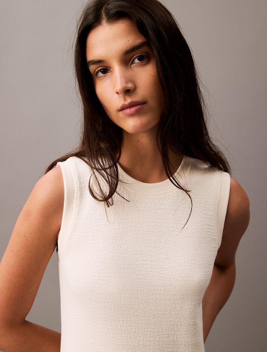 Calvin Klein Women's Textured Terry Midi Dress - White - L Product Image