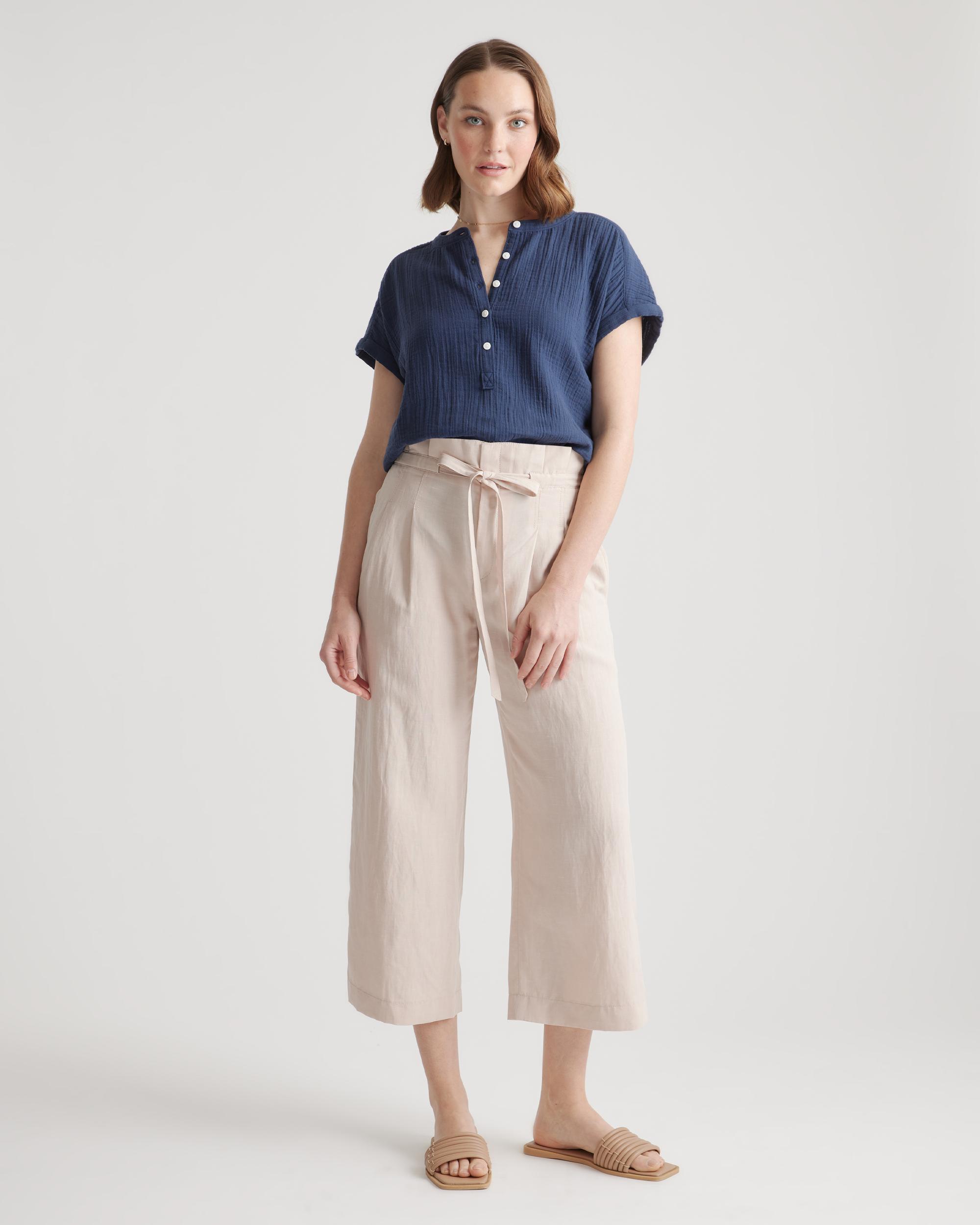 Quince | Women's Gauze Roll Sleeve Shirt Organic Cotton Product Image