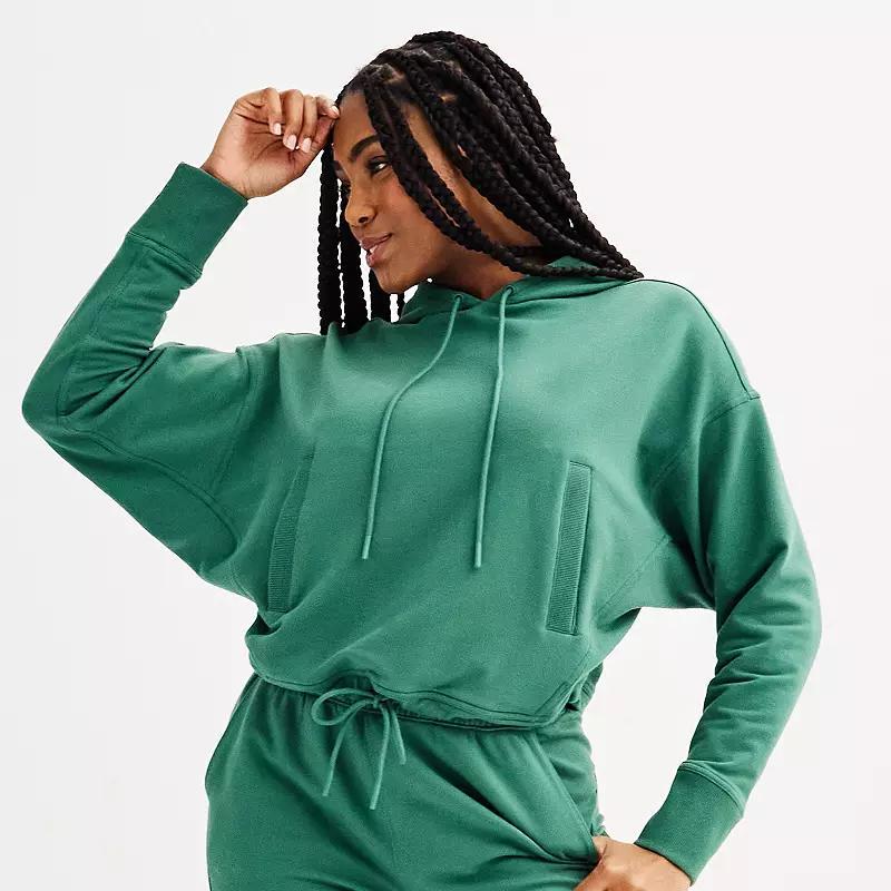 Women's FLX Embrace Cropped Hoodie, Size: Small, Mineral Black Product Image