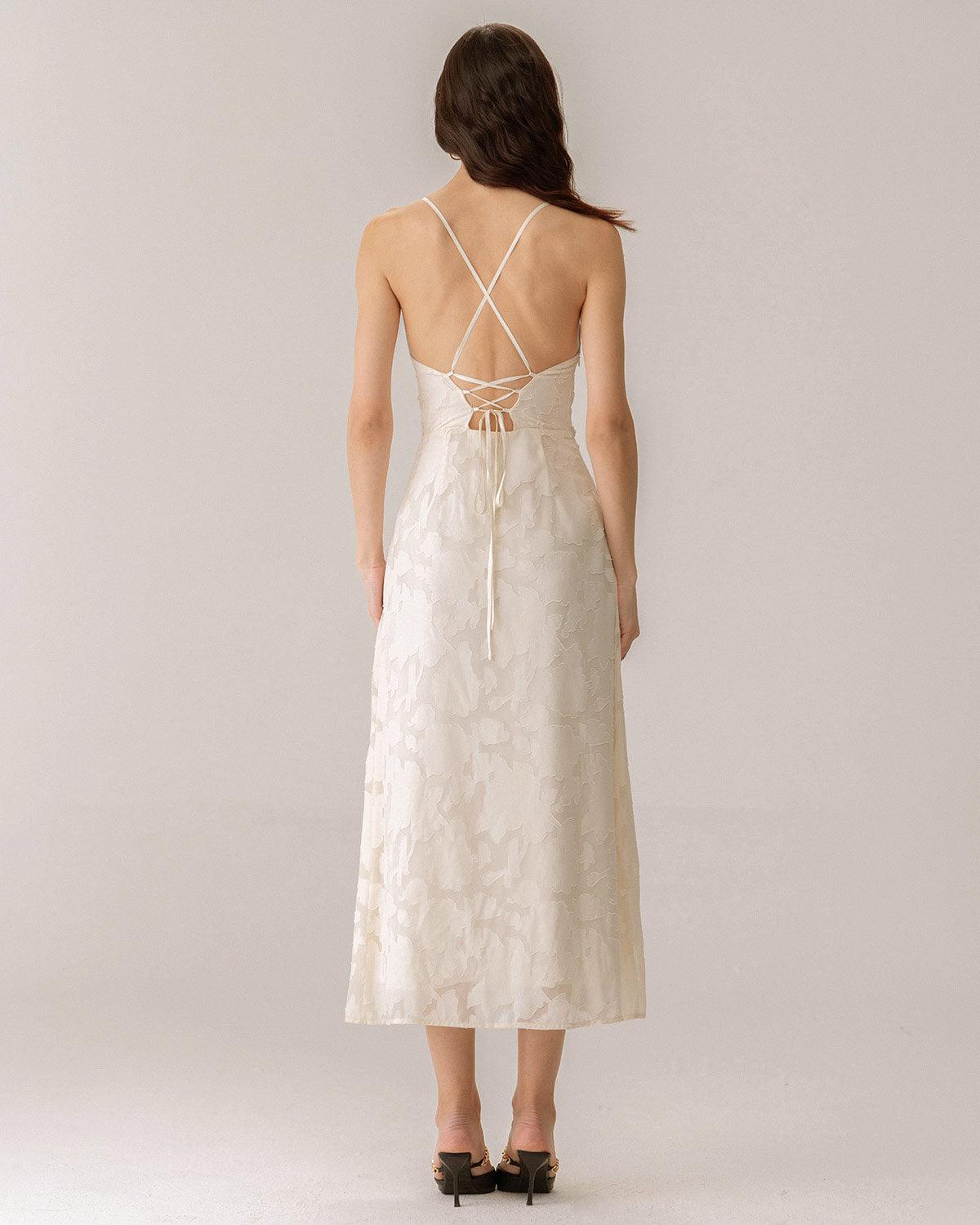 Apricot Jacquard Corset Slip Maxi Dress Product Image