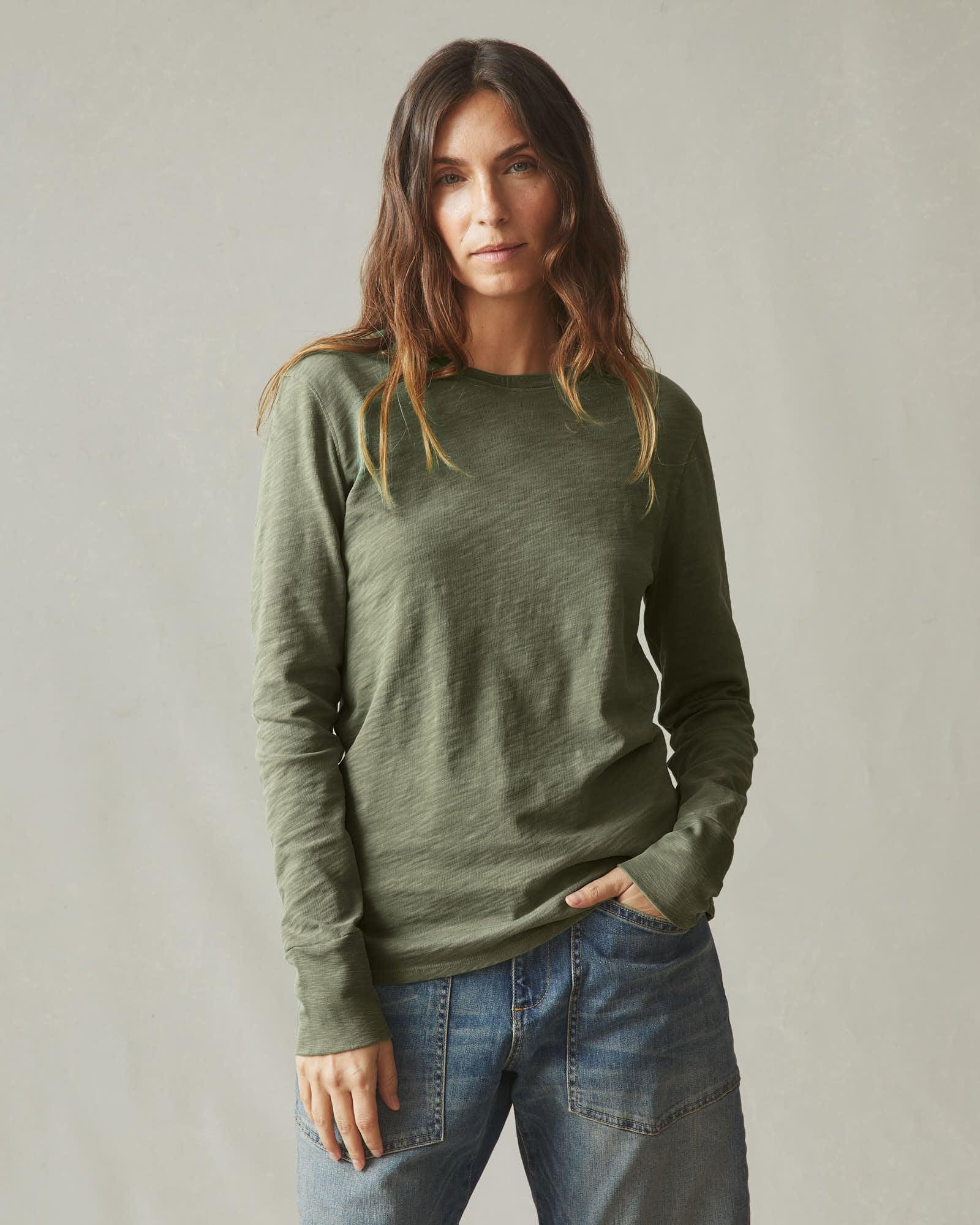 Premium Slub Crew Tee Long Sleeve - Fern Female Product Image