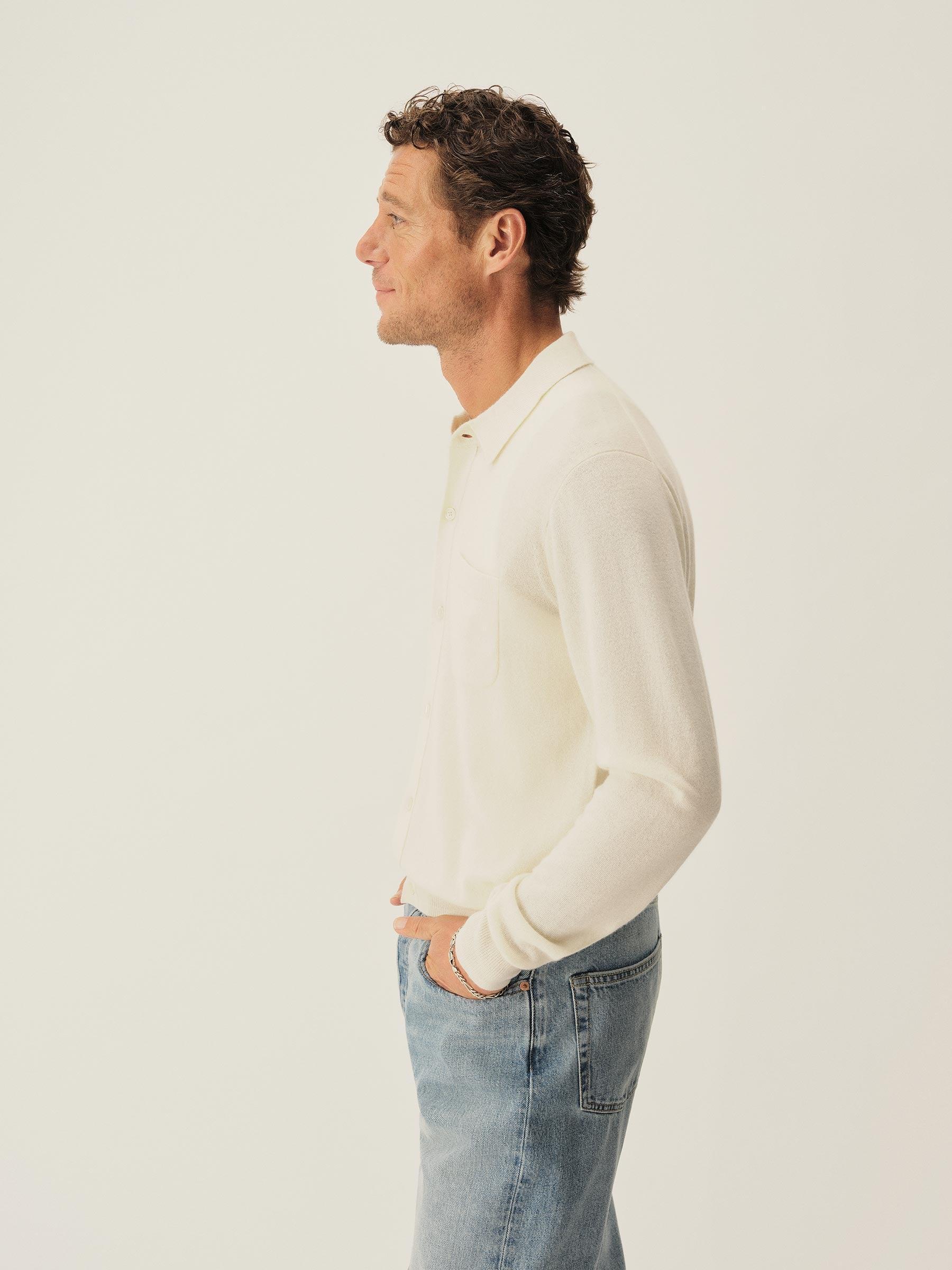 Ecru California Cashmere Button Down Shirt Product Image