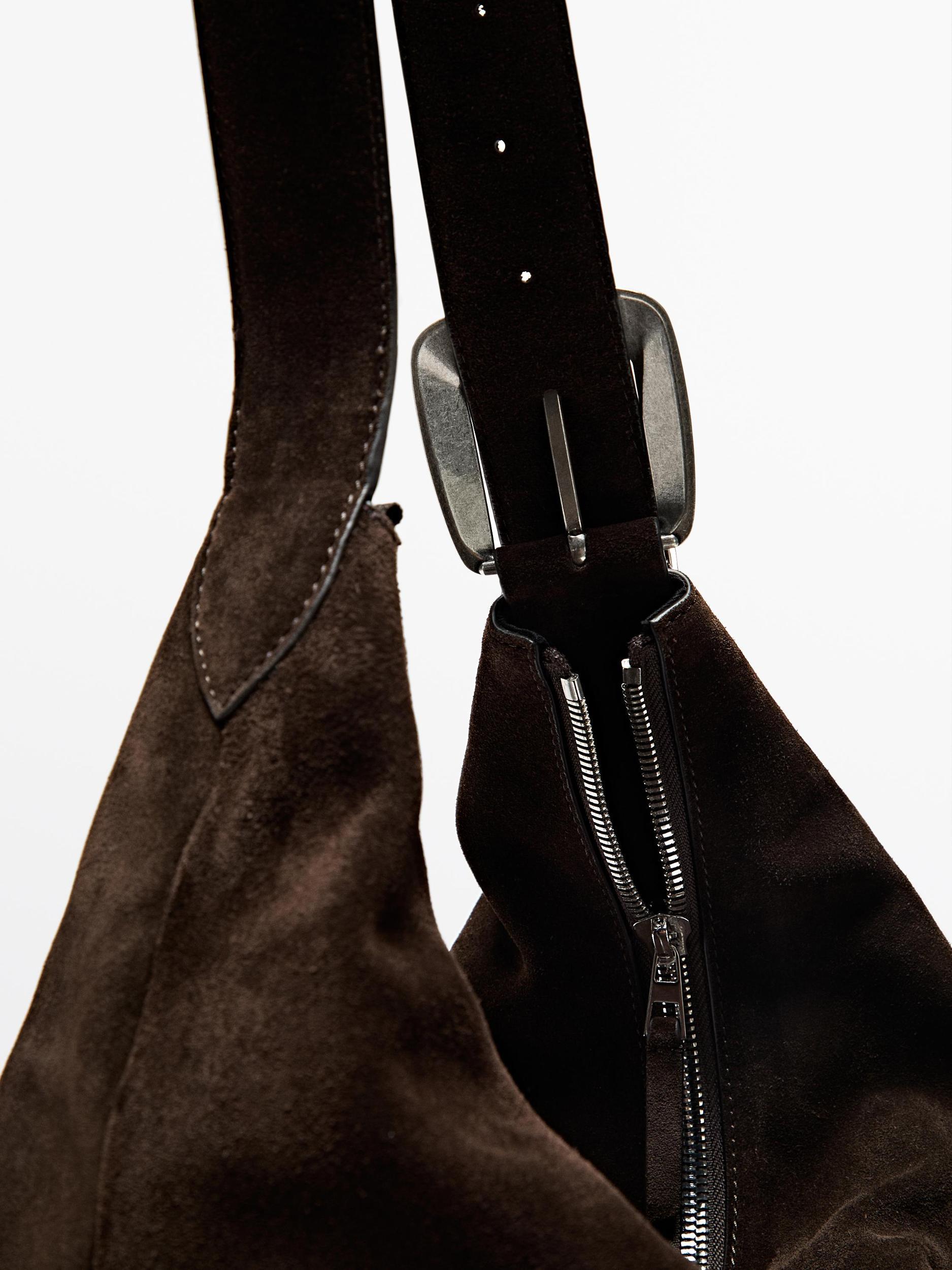 Split leather maxi bag Product Image