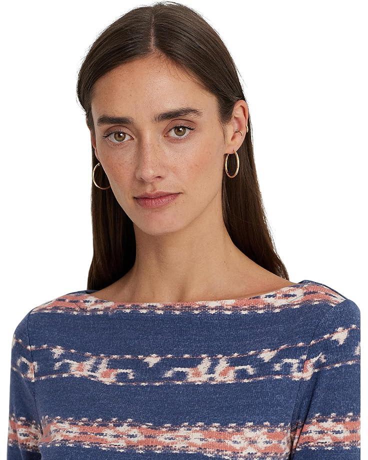 Floral Stretch Cotton Boatneck Tee Product Image