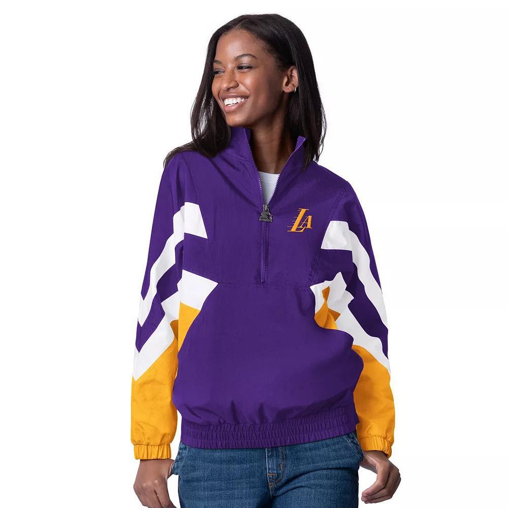 Womens Starter Los Angeles Lakers Renegade Oxford Half-Zip Jacket Product Image