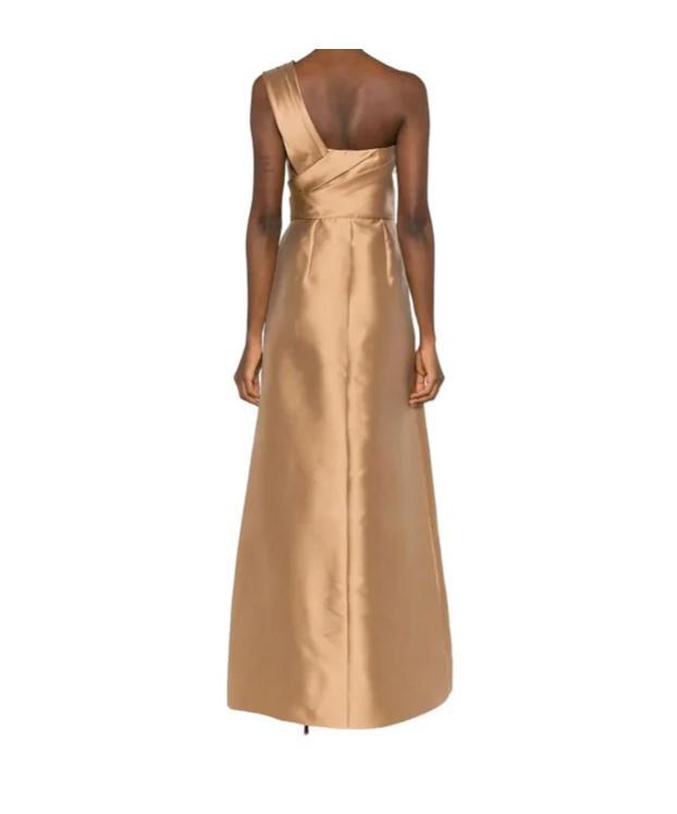 ALBERTA FERRETTI Mikado One-shoulder Midi Dress In Nude Product Image