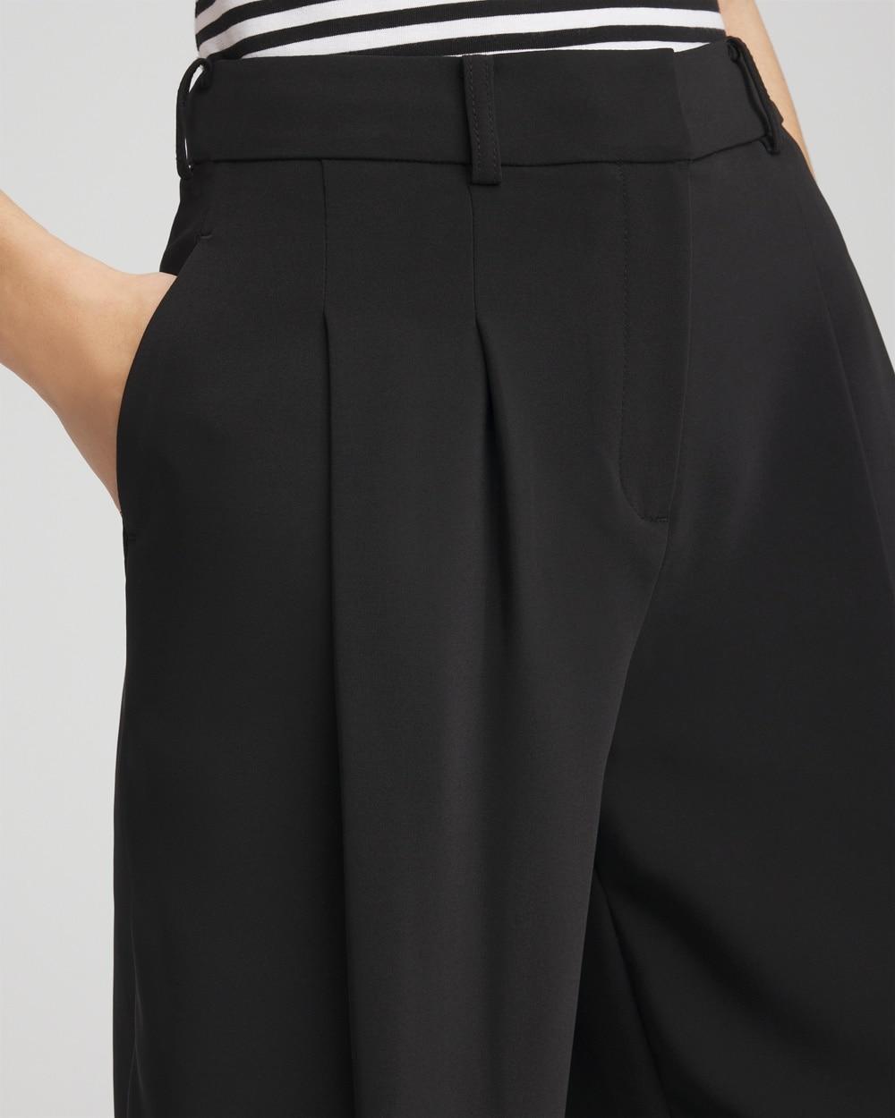 Crepe Pleated Wide-Leg Pants Product Image