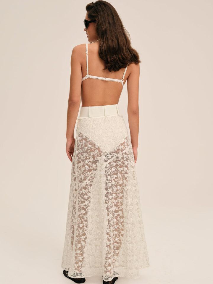 Ciao Lace Maxi Skirt — White Product Image