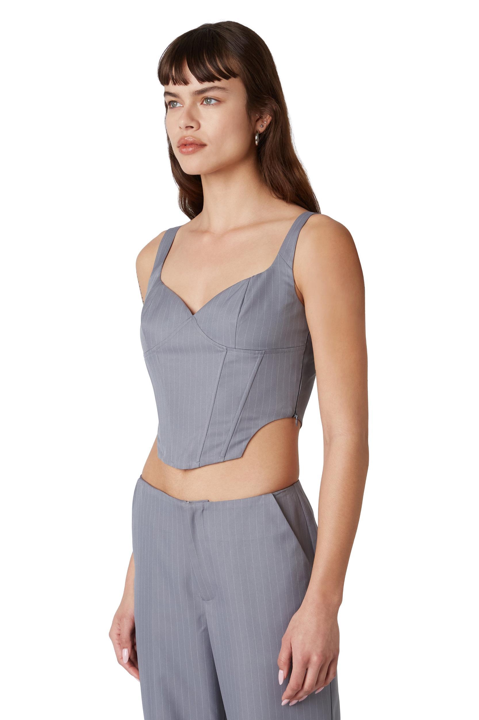 FINAL SALE Noa Pin Stripe Corset | Gray Product Image