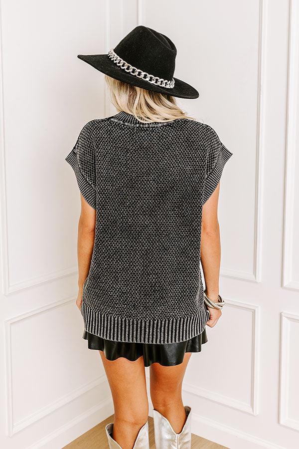 Patio Views Vintage Wash Knit Top in Black Product Image