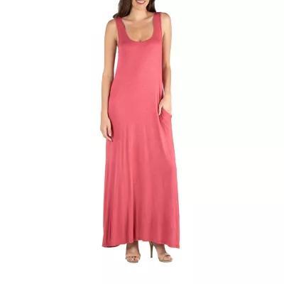 24/7 Comfort Apparel Scoop Neck Sleeveless Maxi Pocket Dress Product Image