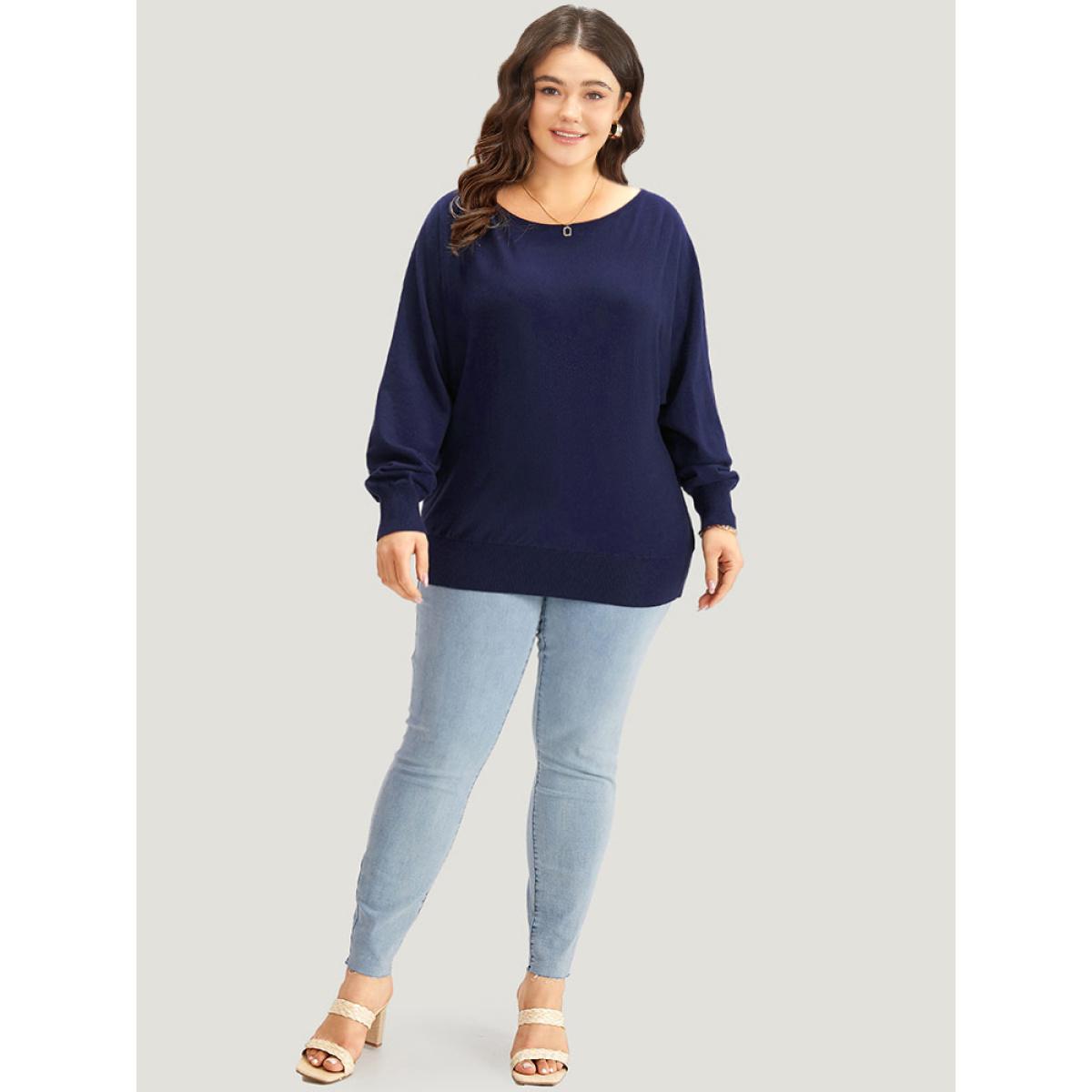 Plus Size Anti-Pilling Cable Knit Turtle Neck Patchwork Pullover Burgundy Women Casual Loose Long Sleeve Turtleneck Dailywear Pullovers BloomChic 22-24/3X Product Image