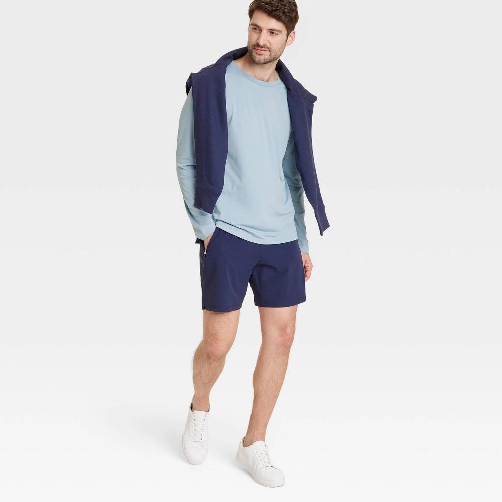 Mens Long Sleeve Performance T-Shirt - All In Motion Light Blue S: Recycled Polyester, Spandex, Moisture Wicking, Quick Drying, Pullover Product Image