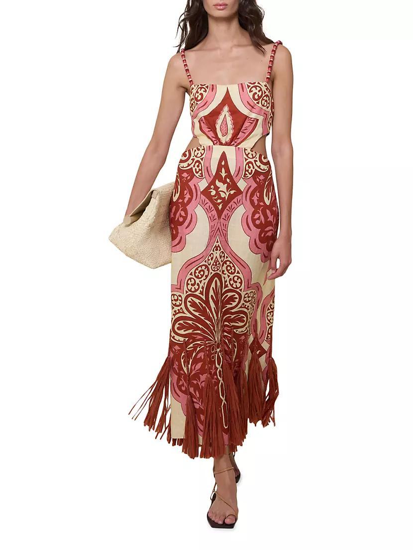 Counter Rhythm Abstract Linen Cut-Out Dress Product Image