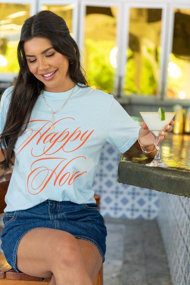 Happy Hour Light Blue Comfort Color Graphic Tee Product Image