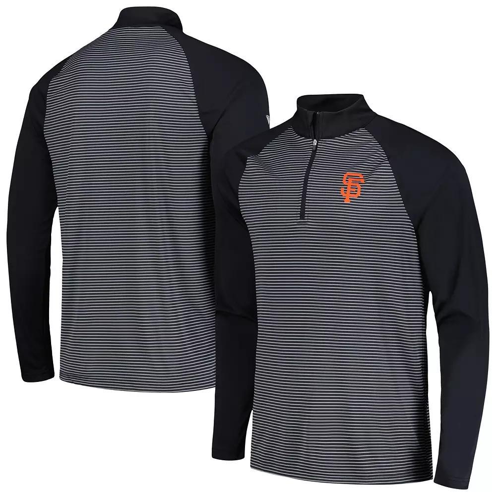 Men's Levelwear Black San Francisco Giants Charter Striped Raglan Quarter-Zip Top, Size: 2XL Product Image