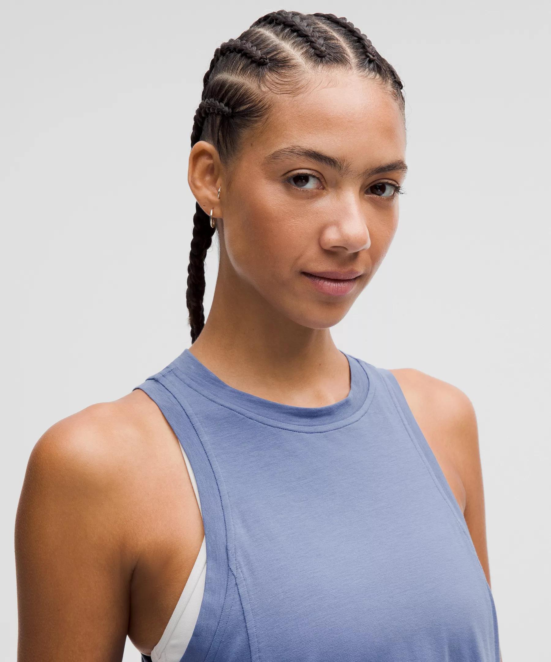 Long Cotton Crewneck Tank Top Product Image