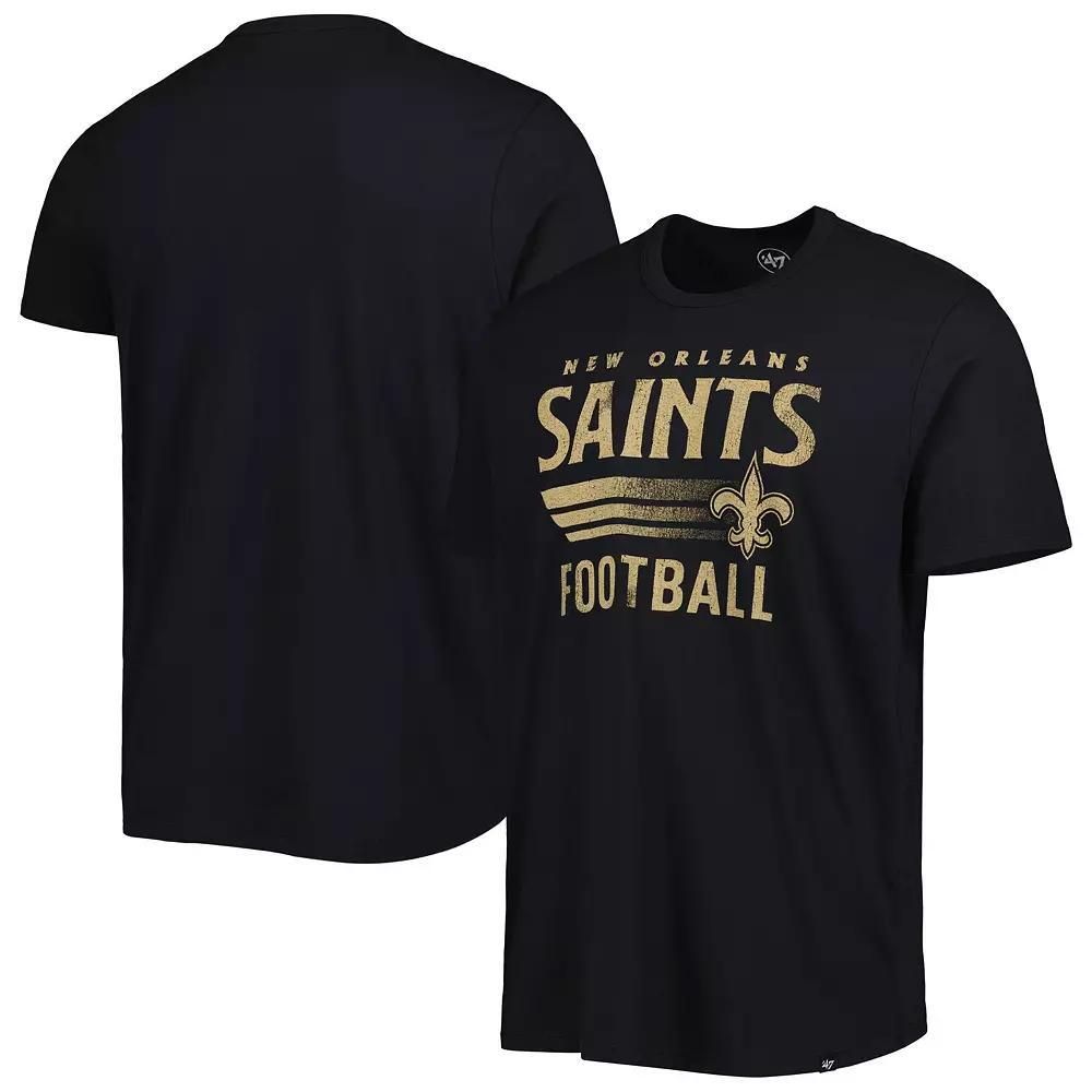 Men's '47 Black New Orleans Saints Wordmark Rider Franklin T-Shirt, Size: Medium Product Image