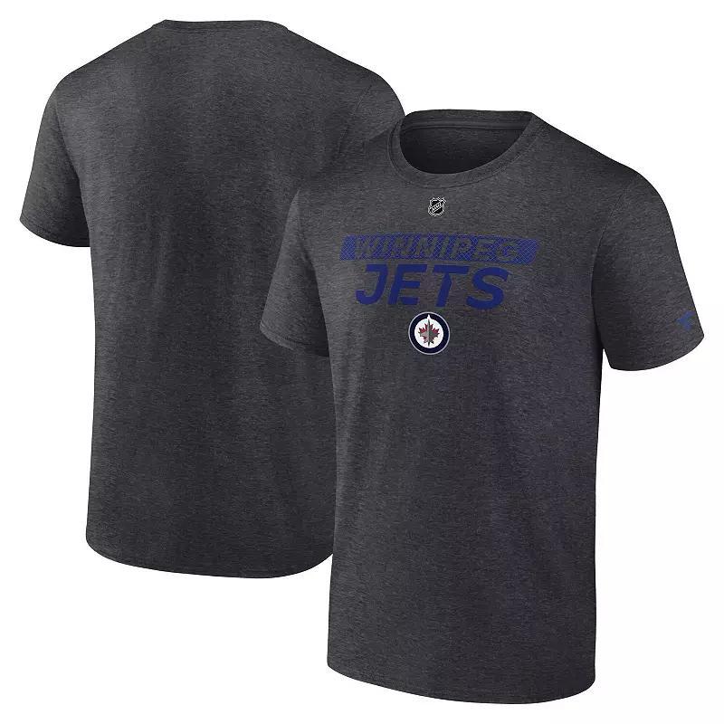 Mens Fanatics Heather Charcoal Winnipeg Jets Authentic Pro Core Primary T-Shirt Product Image