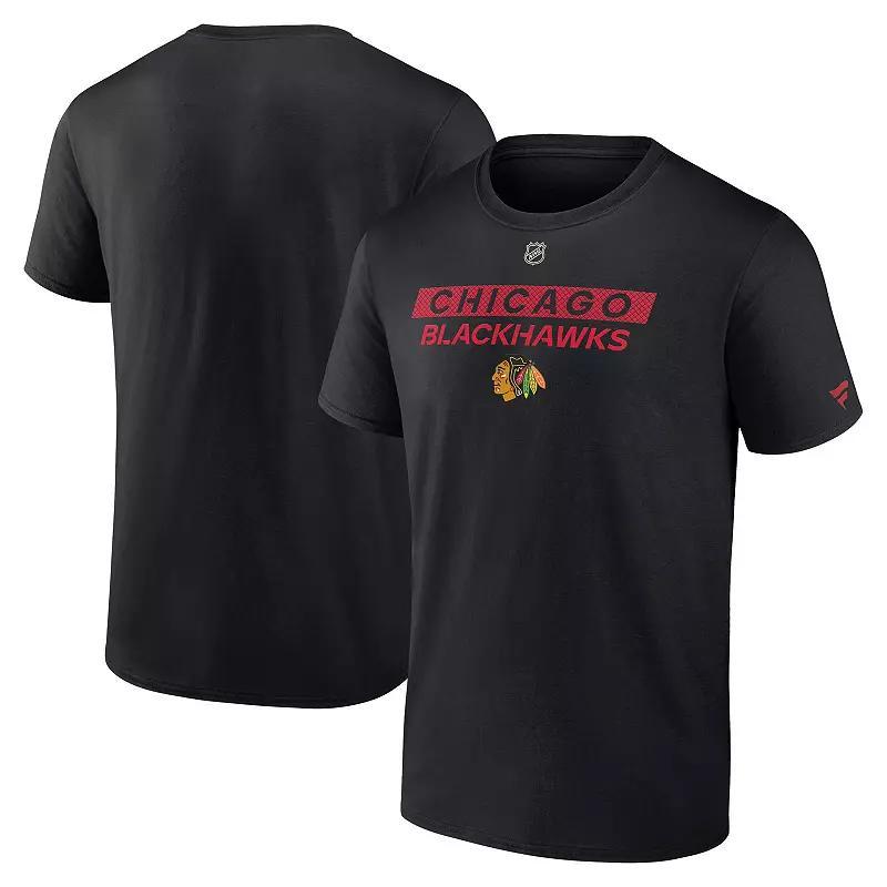 Men's Fanatics  Black Chicago Blackhawks Authentic Pro Core Primary T-Shirt, Size: 4XL Product Image