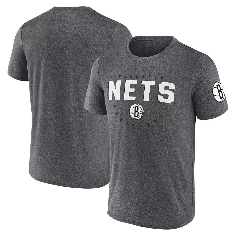 Men's Heather Charcoal Brooklyn Nets Block Practice Performance T-Shirt, Size: 3XL Product Image