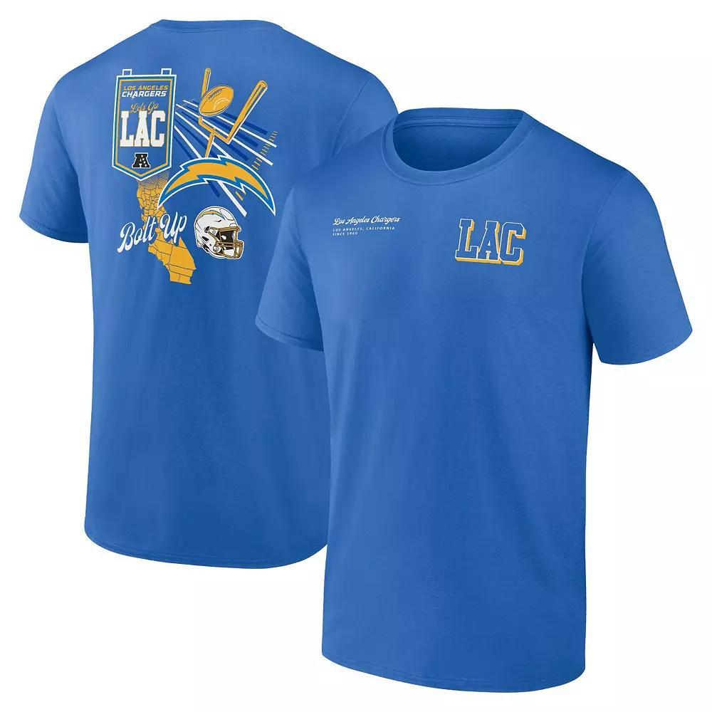 Men's Fanatics Powder Blue Los Angeles Chargers Split Zone T-Shirt, Size: XL, Light Product Image